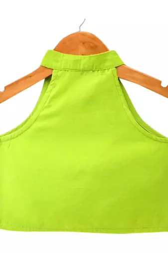 Limegreen solid chanderi top with sharara ethnic wear