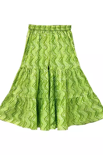 Limegreen solid chanderi top with sharara ethnic wear