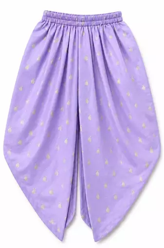 Purple embriodered polyester top with dhoti ethnic wear
