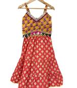 Mustard & red  printed cotton  top with sharara ethnic wear
