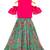 Pink & seagreen printed polyester top with lehenga ethnic wear