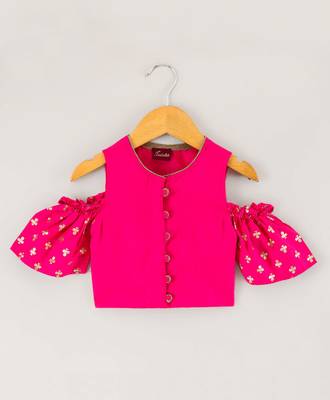 Pink & seagreen printed polyester top with lehenga ethnic wear 3