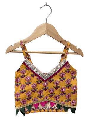 Mustard & red  printed cotton  top with sharara ethnic wear 3