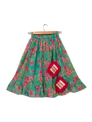 Pink & seagreen printed polyester top with lehenga ethnic wear 5