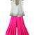 White & pink embellished  polyester top with sharara ethnic wear
