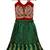 Red & green placement embroidered  polyester top with lehenga ethnic wear