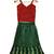 Red & green placement embroidered  polyester top with lehenga ethnic wear