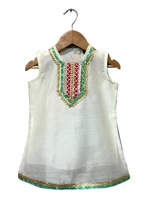 White & pink embellished  polyester top with sharara ethnic wear 3
