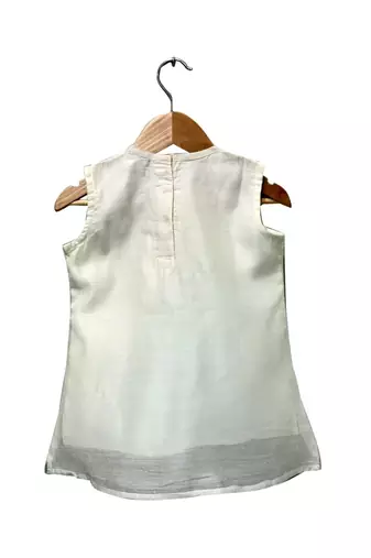 White & pink embellished  polyester top with sharara ethnic wear
