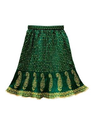 Red & green placement embroidered  polyester top with lehenga ethnic wear 5
