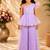Purple embriodered polyester top with palazzo ethnic wear
