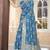 Rama Blue silk blend Saree with Zari Woven Floral Thread Work & Running Blouse Piece
