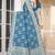  Rama Blue silk blend Saree with Zari Woven Floral Thread Work & Running Blouse Piece