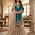 Teal blue colour designer gmy silk embroidered sharara suit set