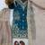 teal blue silk blend embroidered sharara suit set