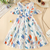 White floral leaf print cold shoulder girls dress