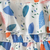 White floral leaf print cold shoulder girls dress