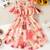 Orange floral leaf print cold shoulder girls dress