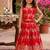 Red banarasi silk kids lehenga choli set with zari jacquard work for girls
