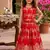 Red banarasi silk kids lehenga choli set with zari jacquard work for girls