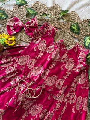 Ranipink banarasi silk kids lehenga choli set with zari jacquard work for girls 4