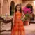 Orange banarasi silk kids lehenga choli set with zari jacquard work for girls