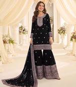 Black chinon sharara salwar suit