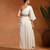 Ivory white viscose georgette indo western one shoulder kurta set