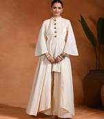 Ivory jute cotton fusion wear anarkali set