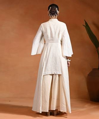 Ivory jute cotton fusion wear anarkali set 2