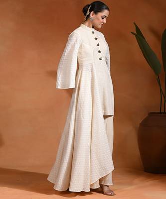 Ivory jute cotton fusion wear anarkali set 5