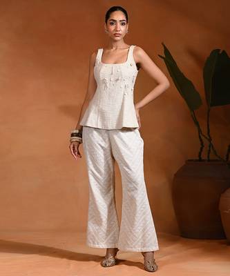 Ivory jute cotton co ord set 1