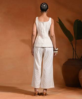 Ivory jute cotton co ord set 4
