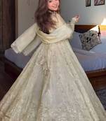 Cream crunchy silk gown & pants set