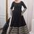 Black rayon gown with embroidery & sequins