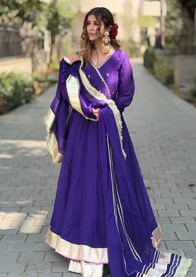 Purple blooming sharara set with sequins & zari work 1