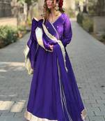Purple blooming sharara set with sequins & zari work