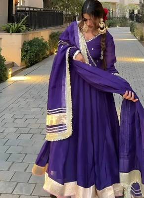 Purple blooming sharara set with sequins & zari work 2