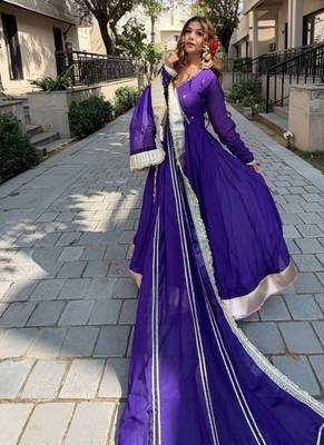 Purple blooming sharara set with sequins & zari work 3
