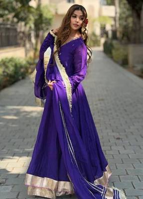Purple blooming sharara set with sequins & zari work 4