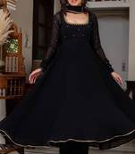 Black blooming suit with heavy zari & moti lace