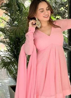 Baby pink faux blooming sharara set with heavy foil work 4