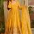 Yellow soft crunchy silk gown & sharara set with multi sequins