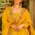 Yellow soft crunchy silk gown & sharara set with multi sequins