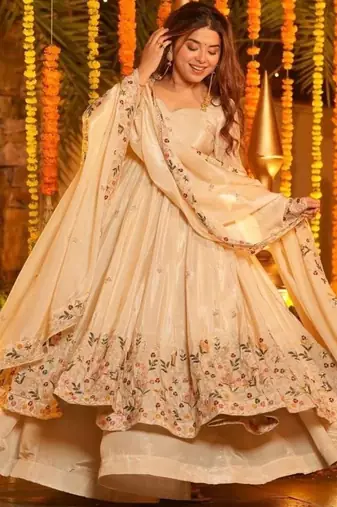 Heavy white silk gown & palazzo set