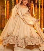 Heavy white silk gown & palazzo set