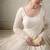 White lucknowi special premium georgette anarkali suit set (3 pcs)