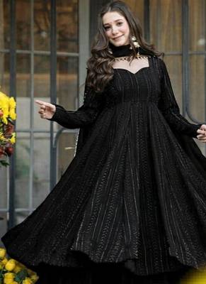 Black faux blooming sharara set & zari work 1