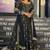 Green chinon silk suit with & sequins