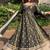 Green chinon silk suit with & sequins